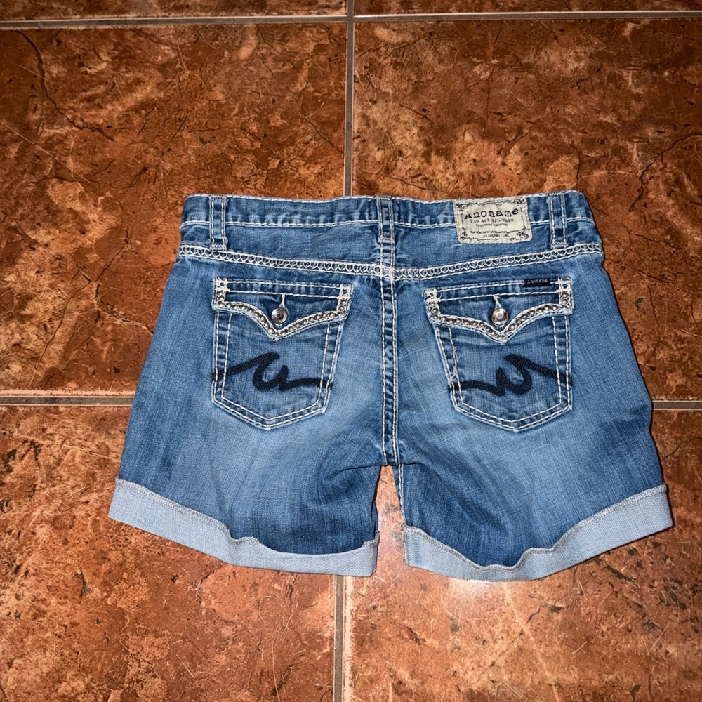 Anoname Light Blue Jean Shorts with Embellished Pockets